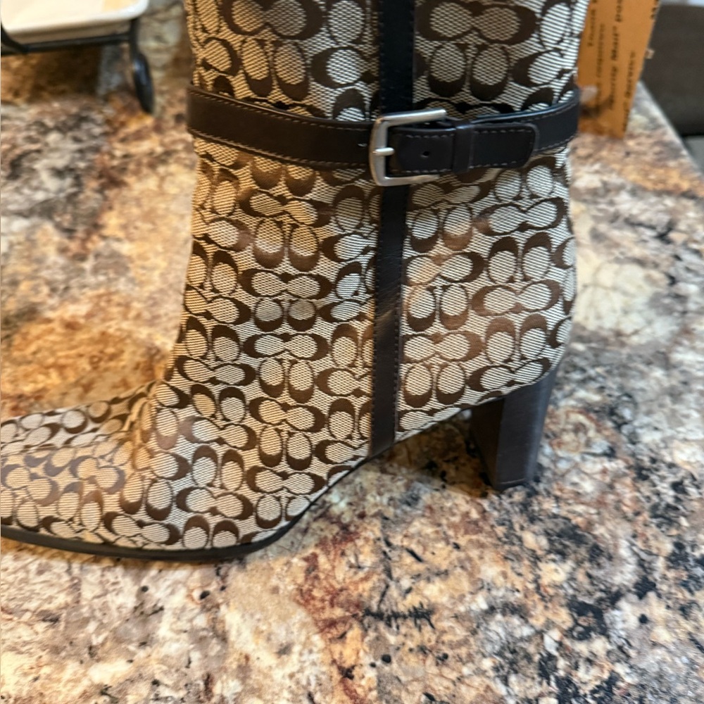 Coach Brown and Cream Heeled Boots